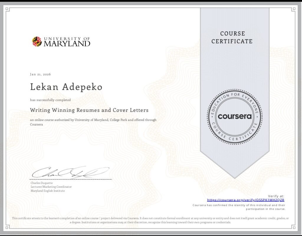 Writing a Winning Resume and Cover Letter
